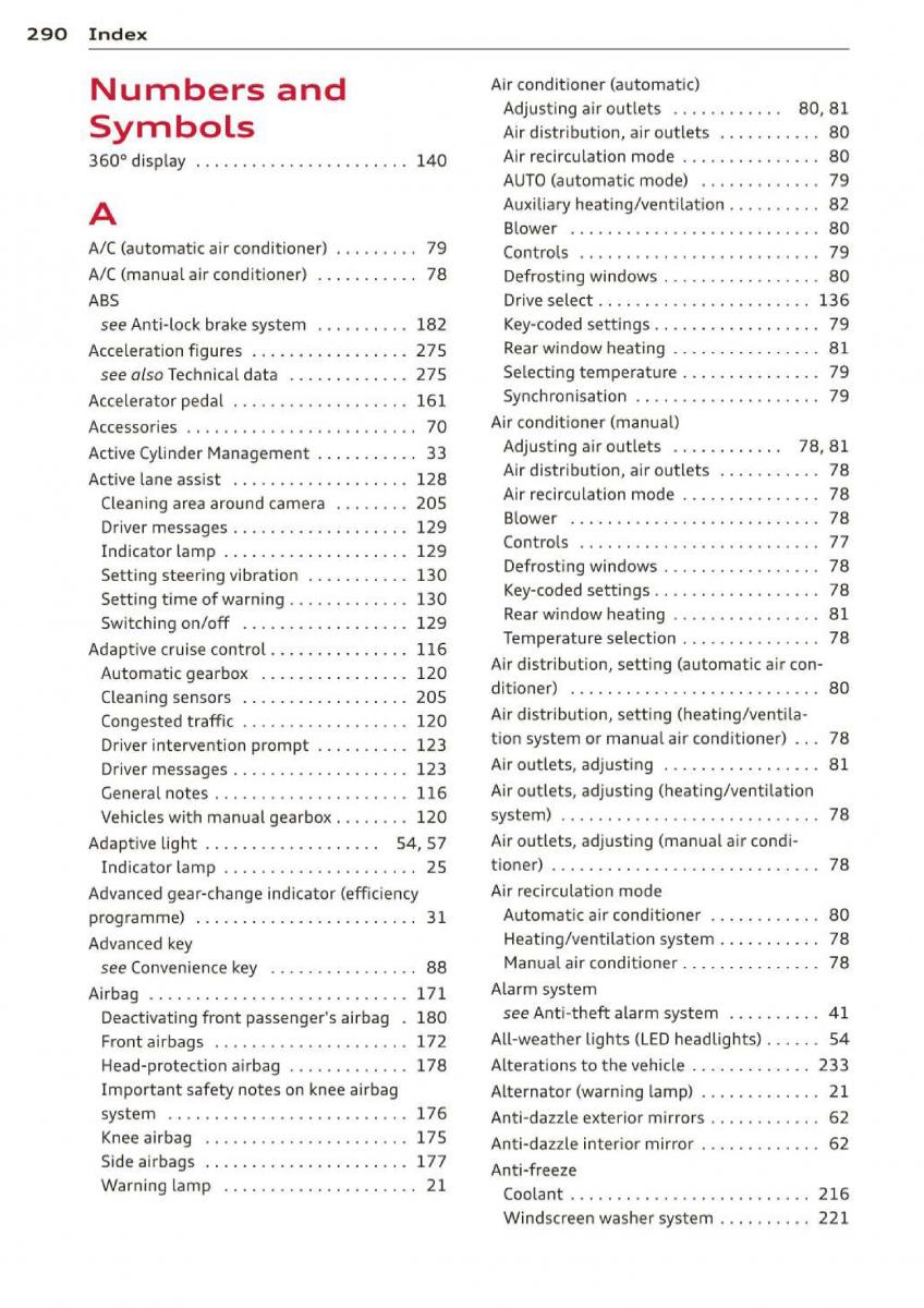 Audi A3 S3 III owners manual / page 292