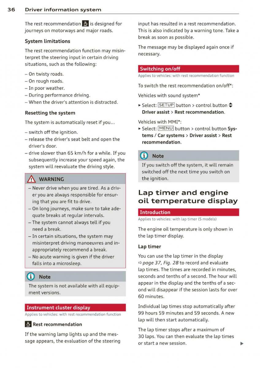 Audi A3 S3 III owners manual / page 38