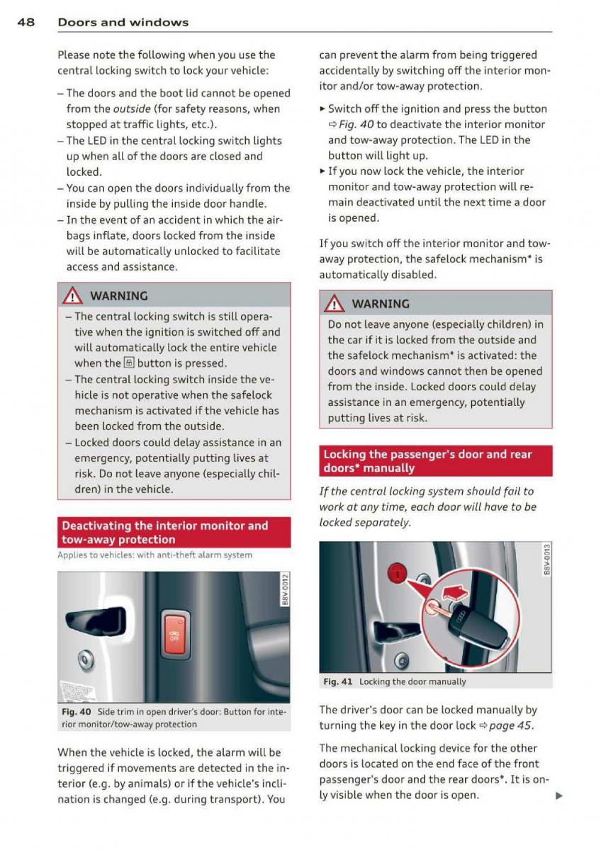 Audi A3 S3 III owners manual / page 50