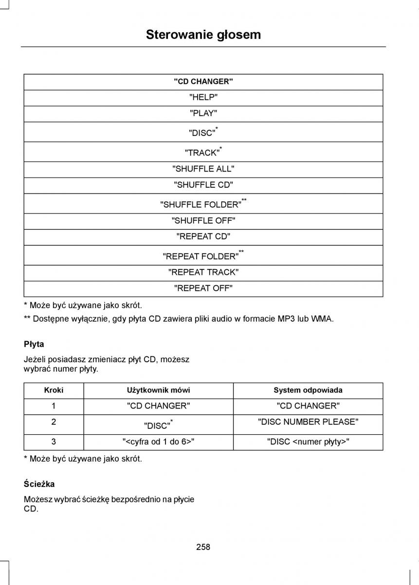 Ford Mondeo IV 4 instrukcja obslugi / page 260