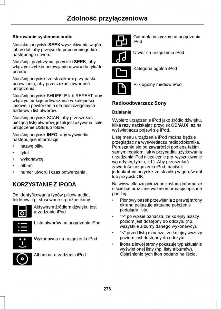 Ford Mondeo IV 4 instrukcja obslugi / page 280