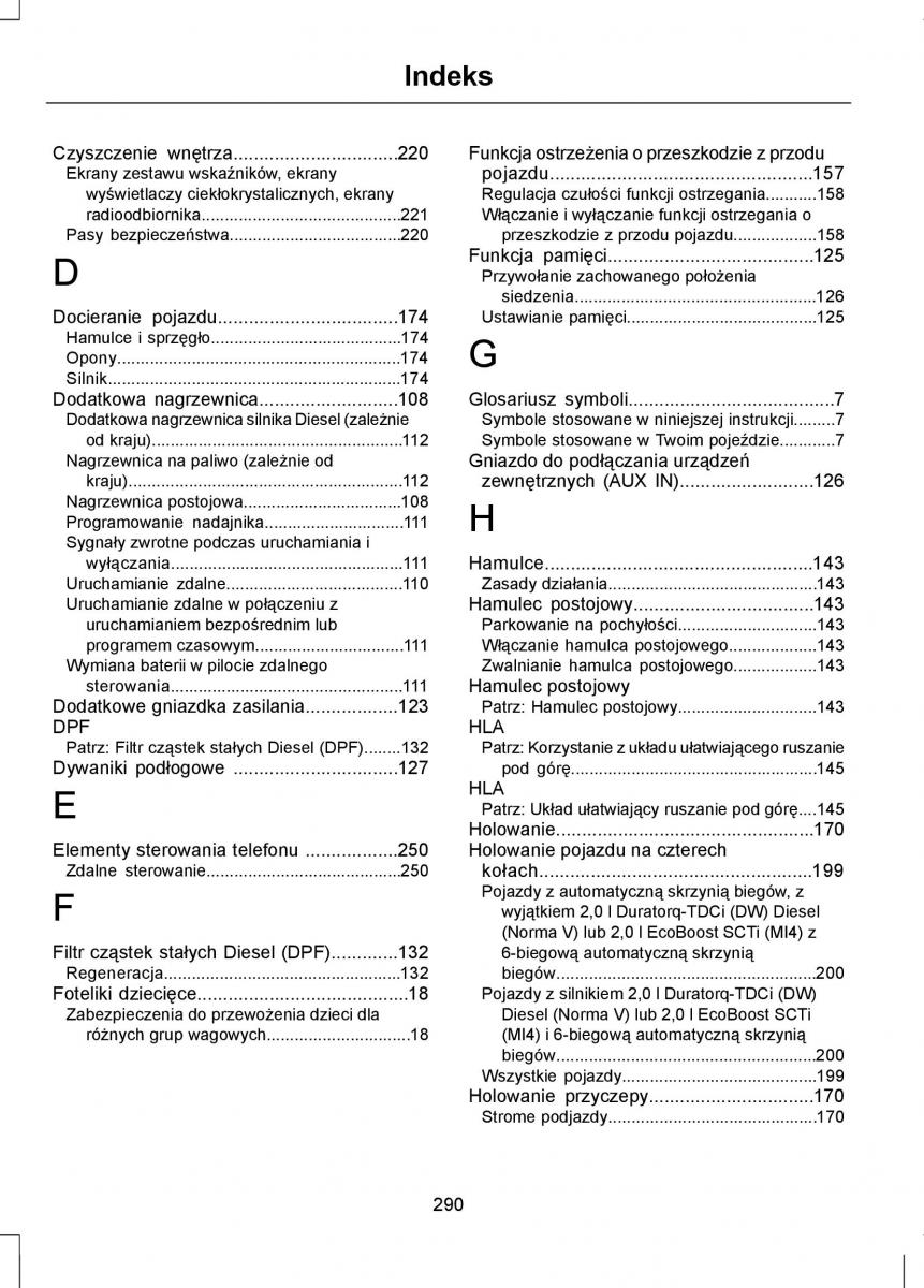 Ford Mondeo IV 4 instrukcja obslugi / page 292