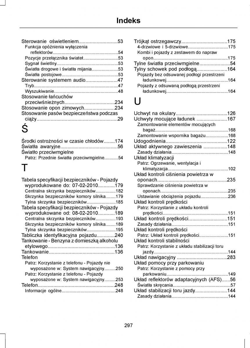 Ford Mondeo IV 4 instrukcja obslugi / page 299