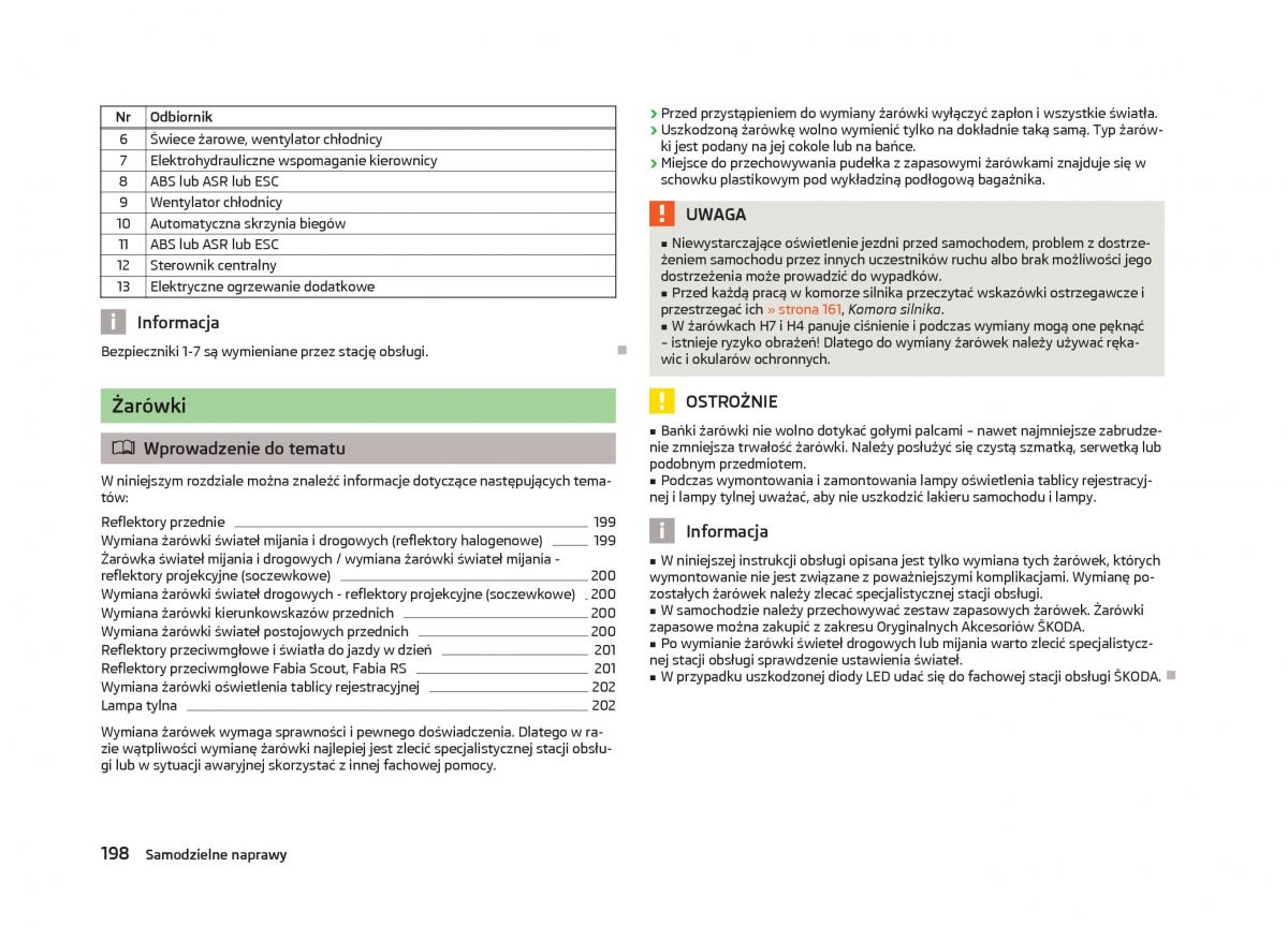 Skoda Fabia II 2 instrukcja obslugi / page 201