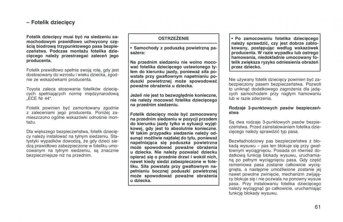 manual  Toyota Corolla VIII 8 E110 instrukcja / page 68