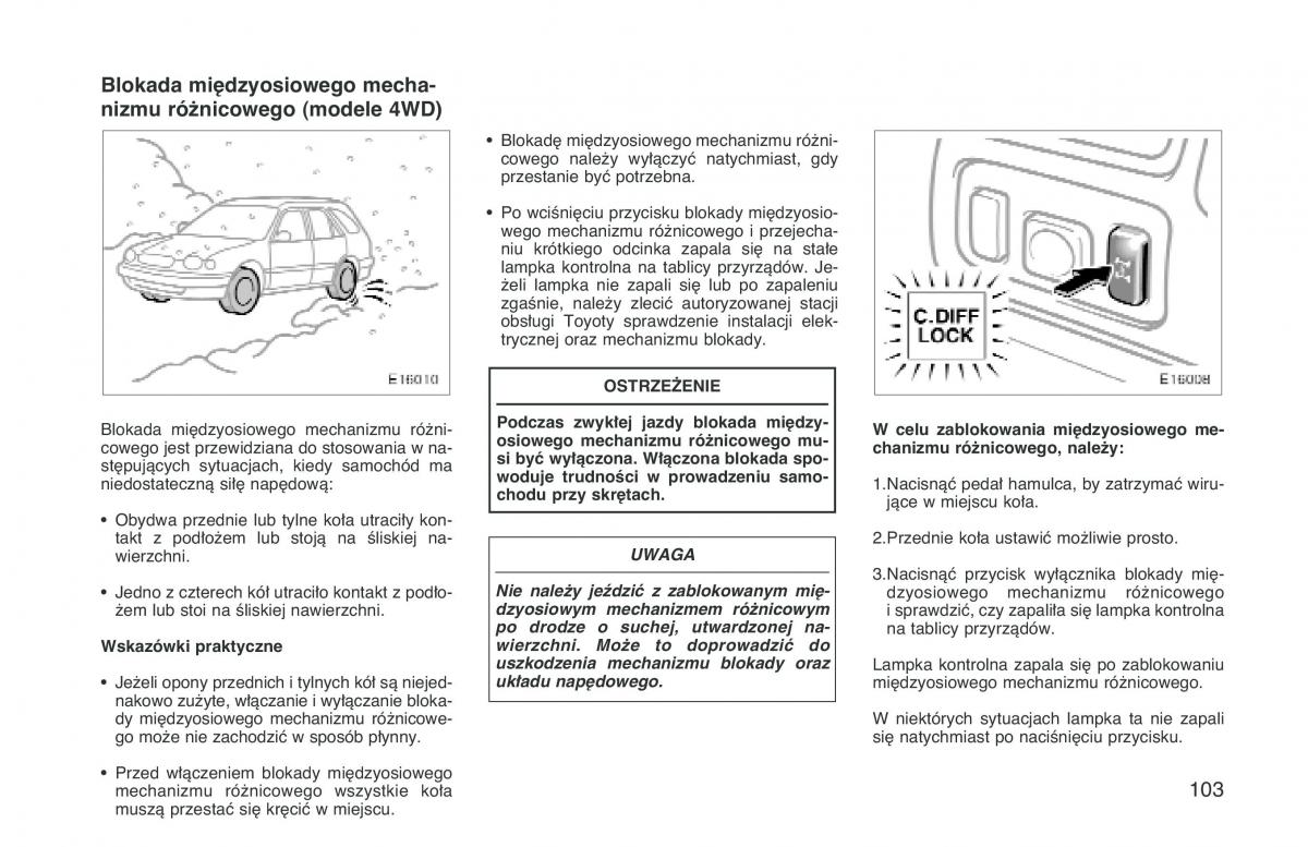 Toyota Corolla VIII 8 E110 instrukcja obslugi / page 110