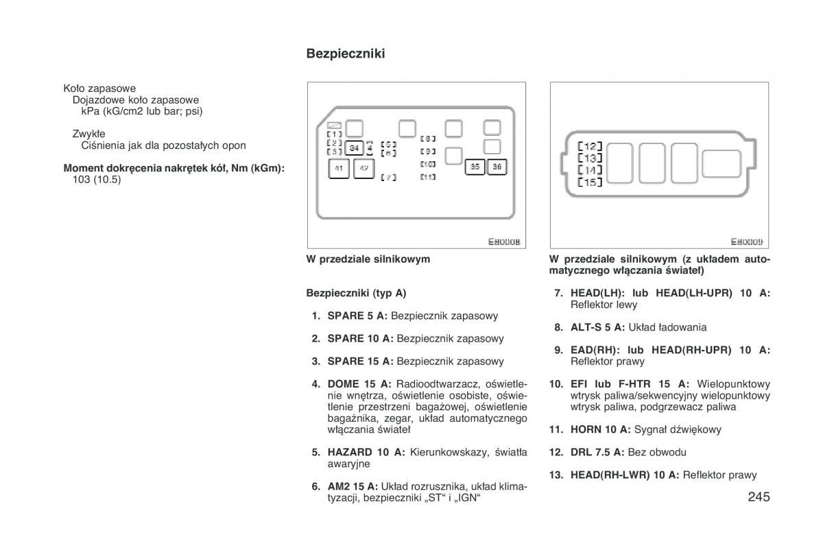 Toyota Corolla VIII 8 E110 instrukcja obslugi / page 252