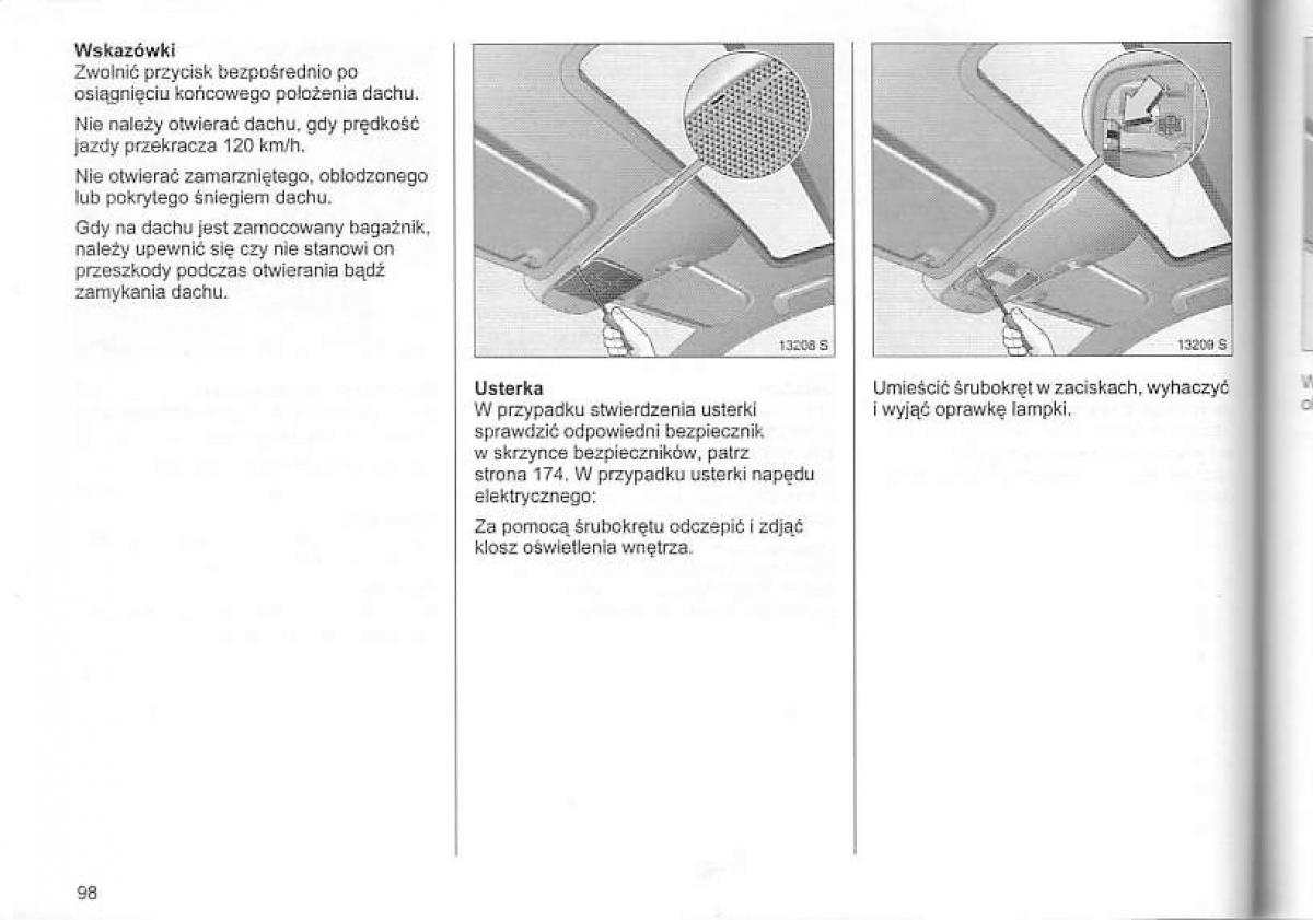 Opel Corsa C instrukcja obslugi / page 102