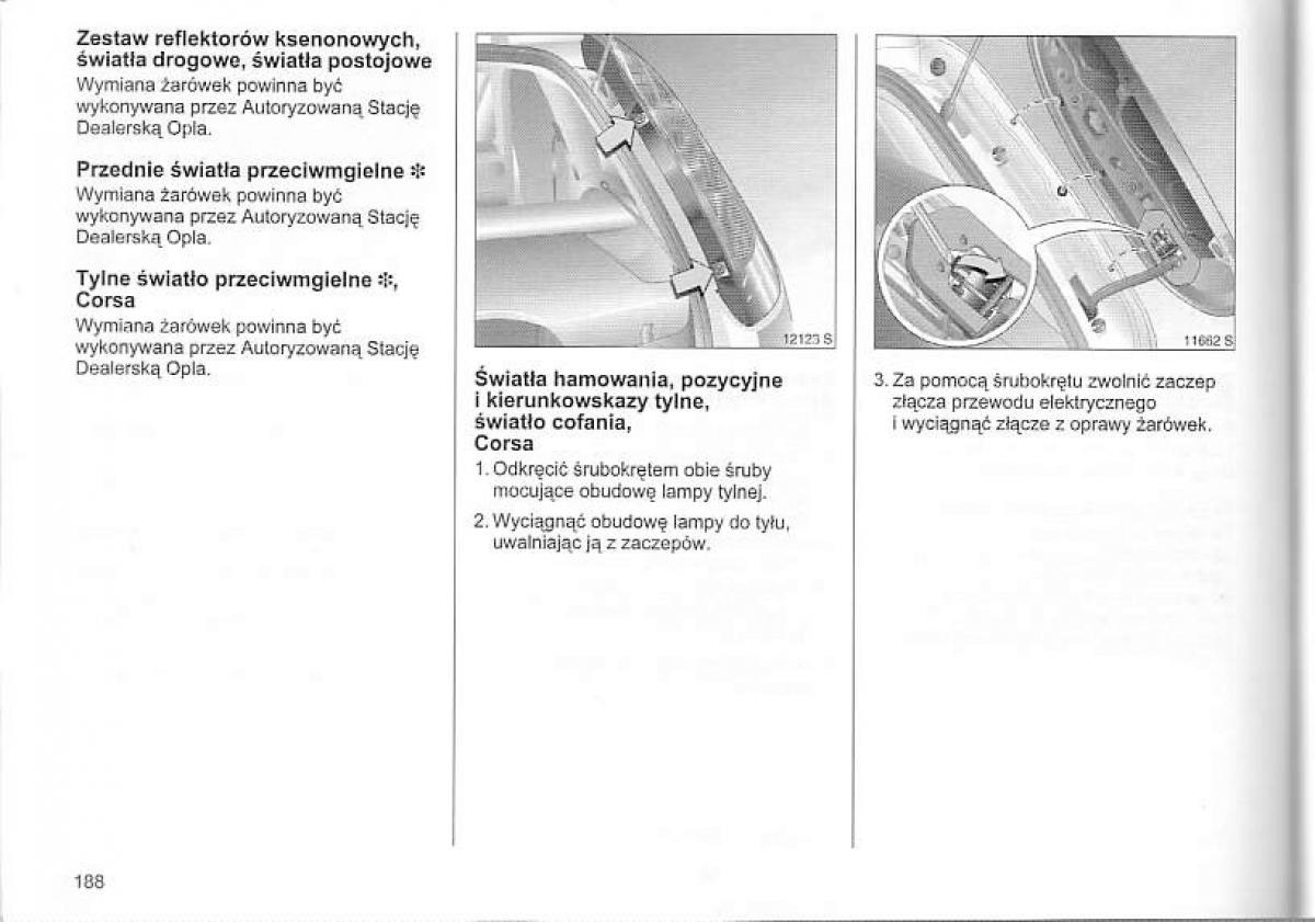 Opel Corsa C instrukcja obslugi / page 192