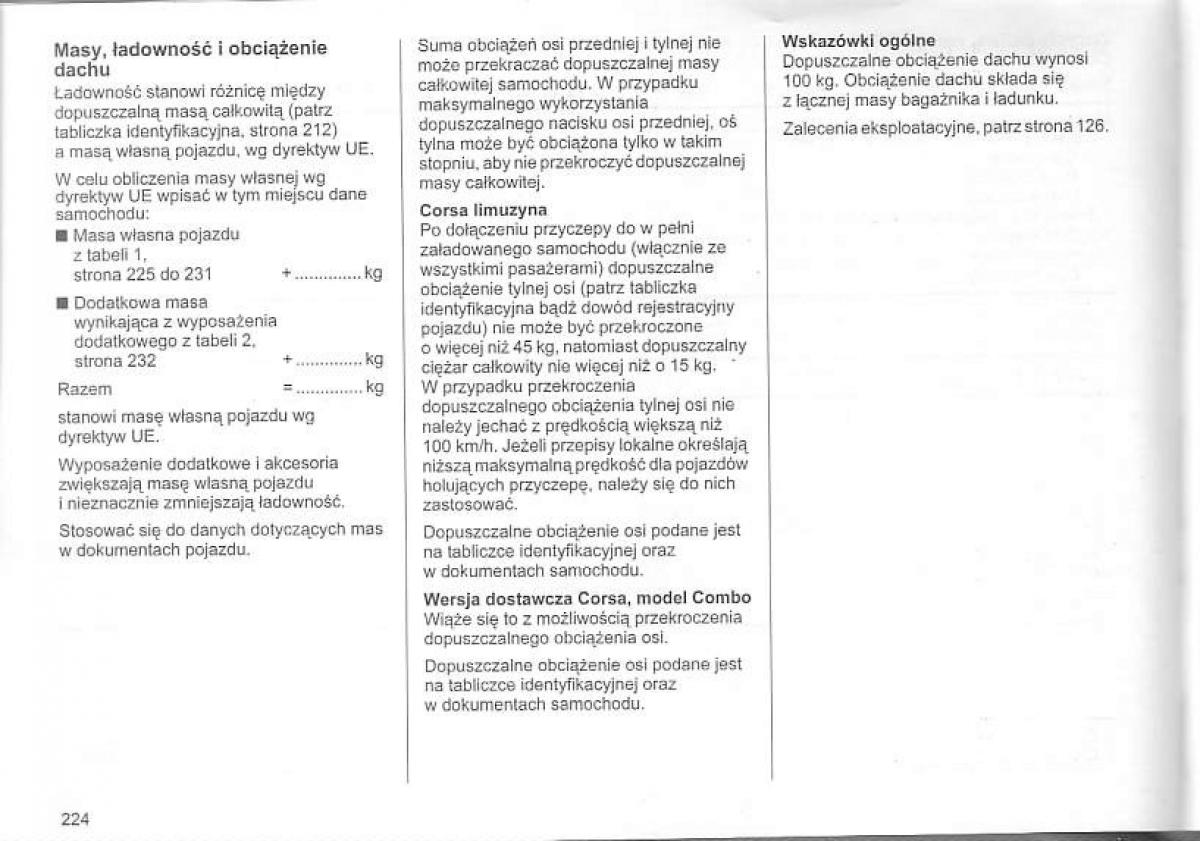 Opel Corsa C instrukcja obslugi / page 228