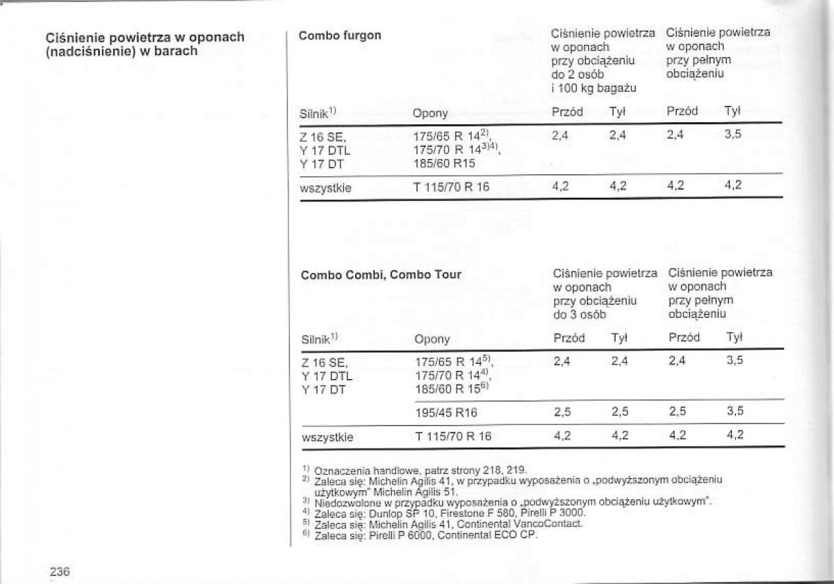 Opel Corsa C instrukcja obslugi / page 240