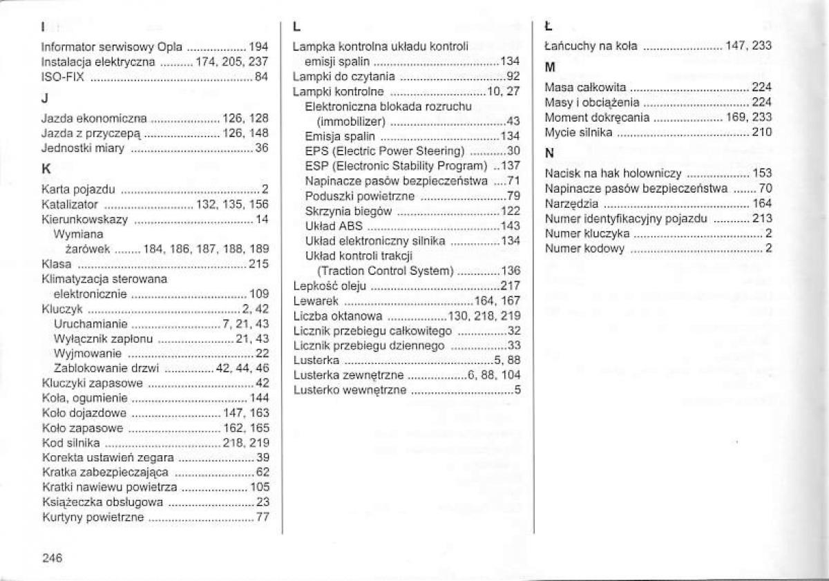 Opel Corsa C instrukcja obslugi / page 250