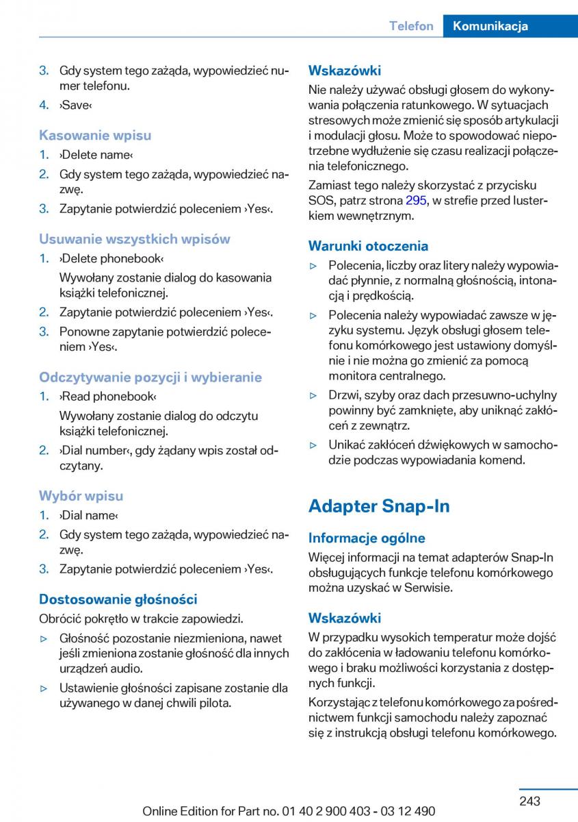 manual  BMW 6 F06 Gran Coupe Instrukcja / page 243