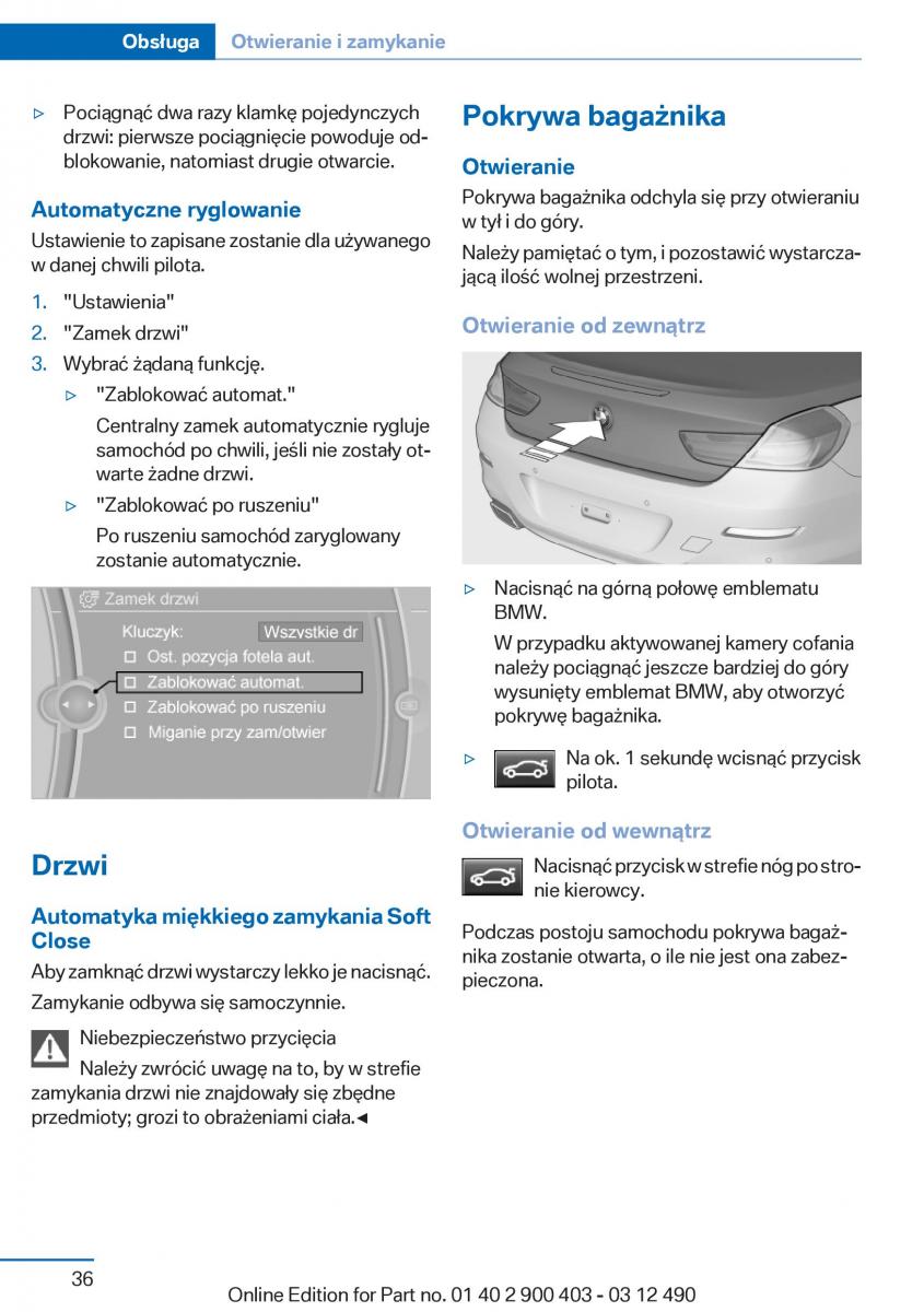 manual  BMW 6 F06 Gran Coupe Instrukcja / page 36