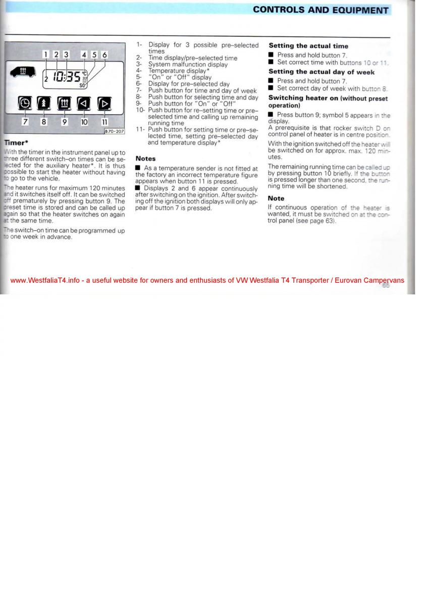 VW Transporter T4 Westfalia oweners manual / page 67