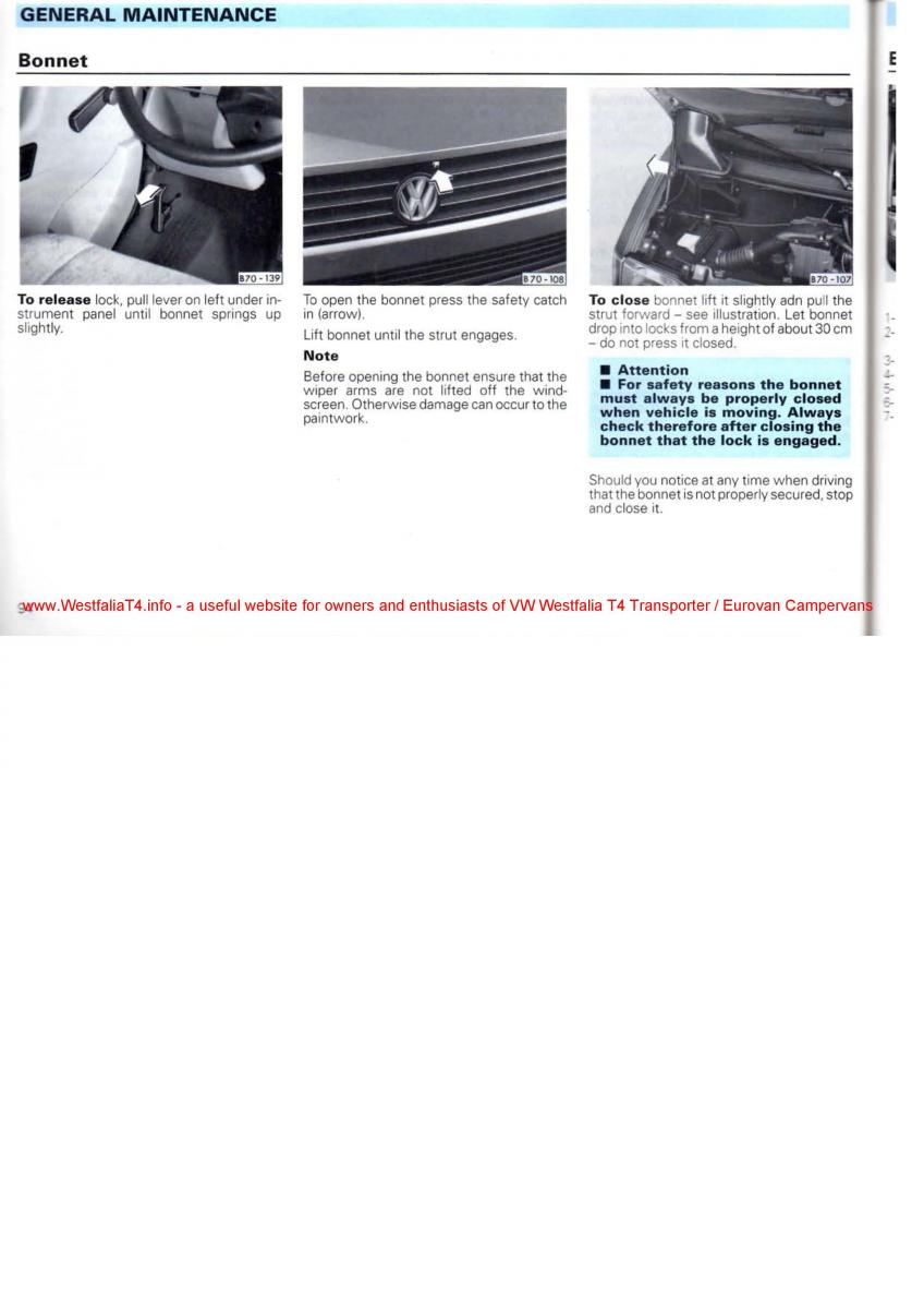 VW Transporter T4 Westfalia oweners manual / page 96