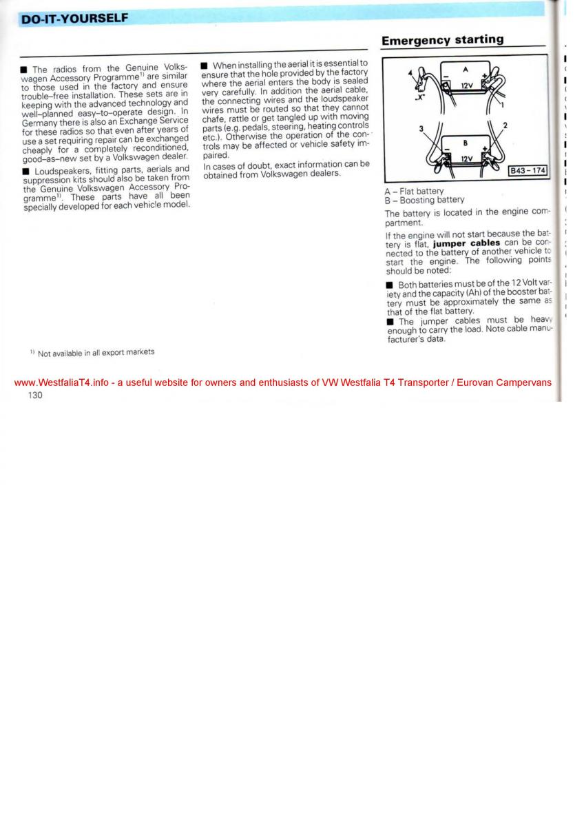 VW Transporter T4 Westfalia oweners manual / page 132