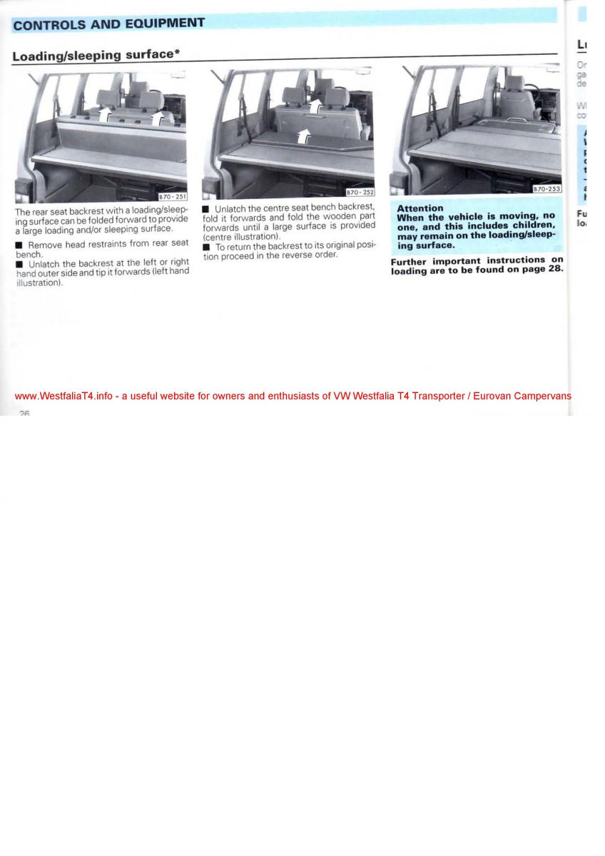 VW Transporter T4 Westfalia oweners manual / page 28