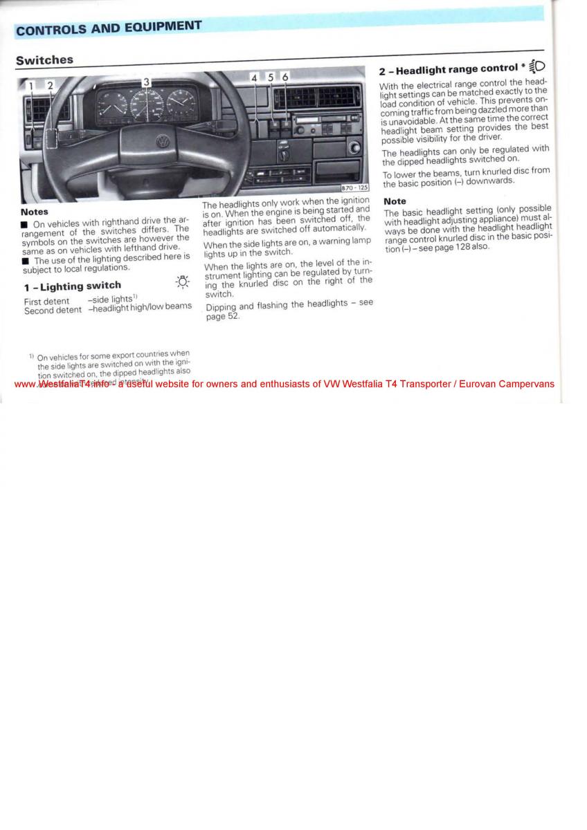 VW Transporter T4 Westfalia oweners manual / page 52