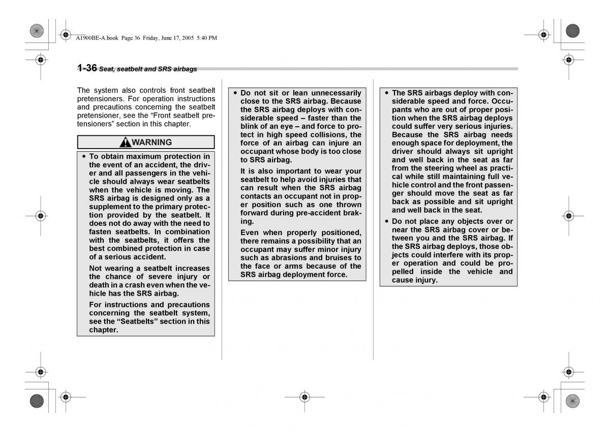 Subaru Impreza II 2 GD owners manual / page 63