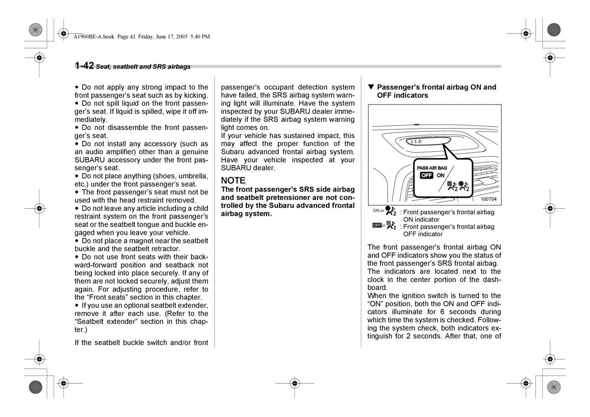 Subaru Impreza II 2 GD owners manual / page 69