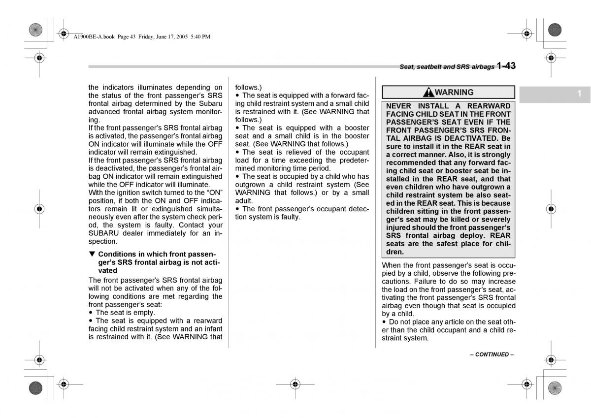 Subaru Impreza II 2 GD owners manual / page 70