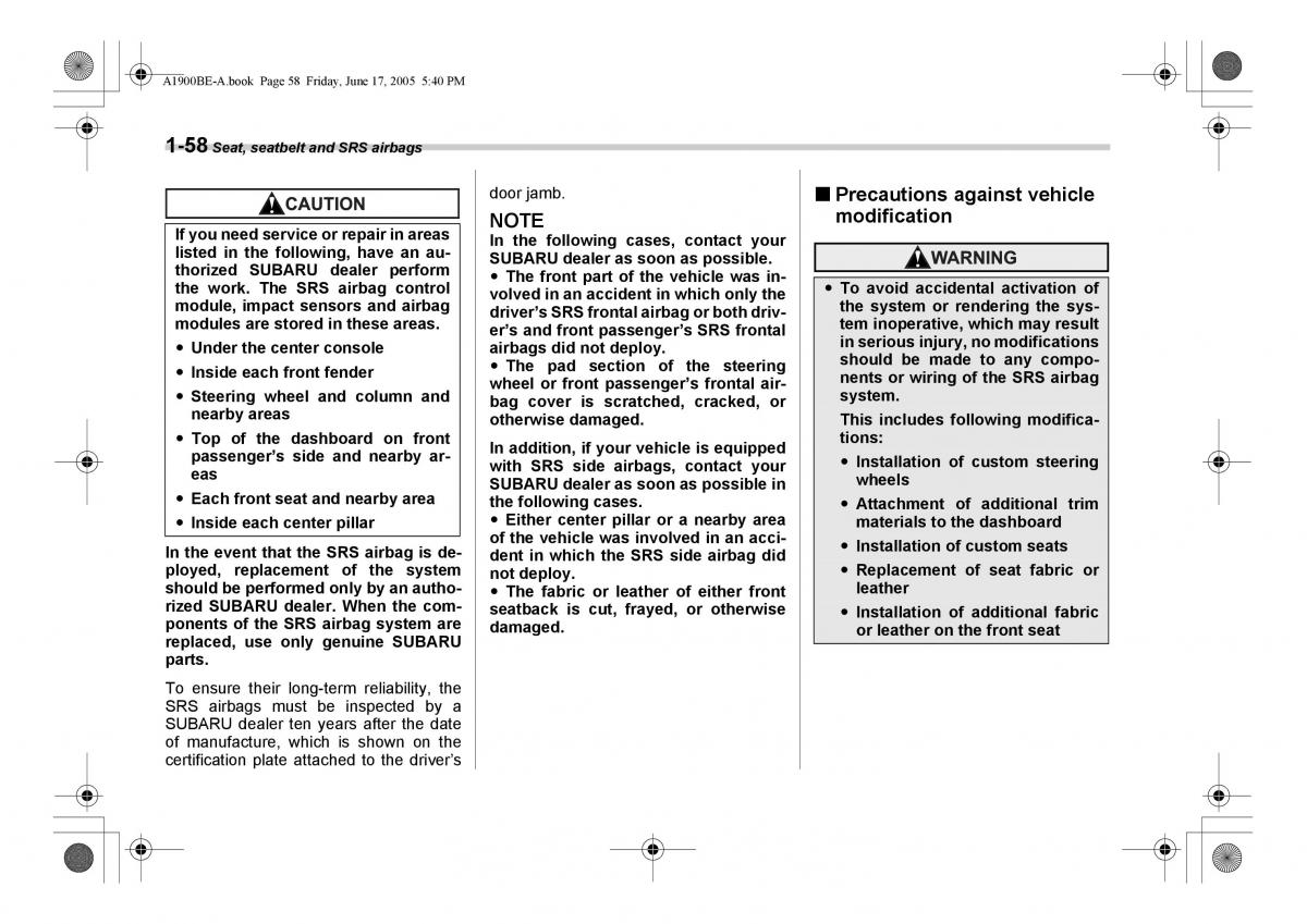 Subaru Impreza II 2 GD owners manual / page 85