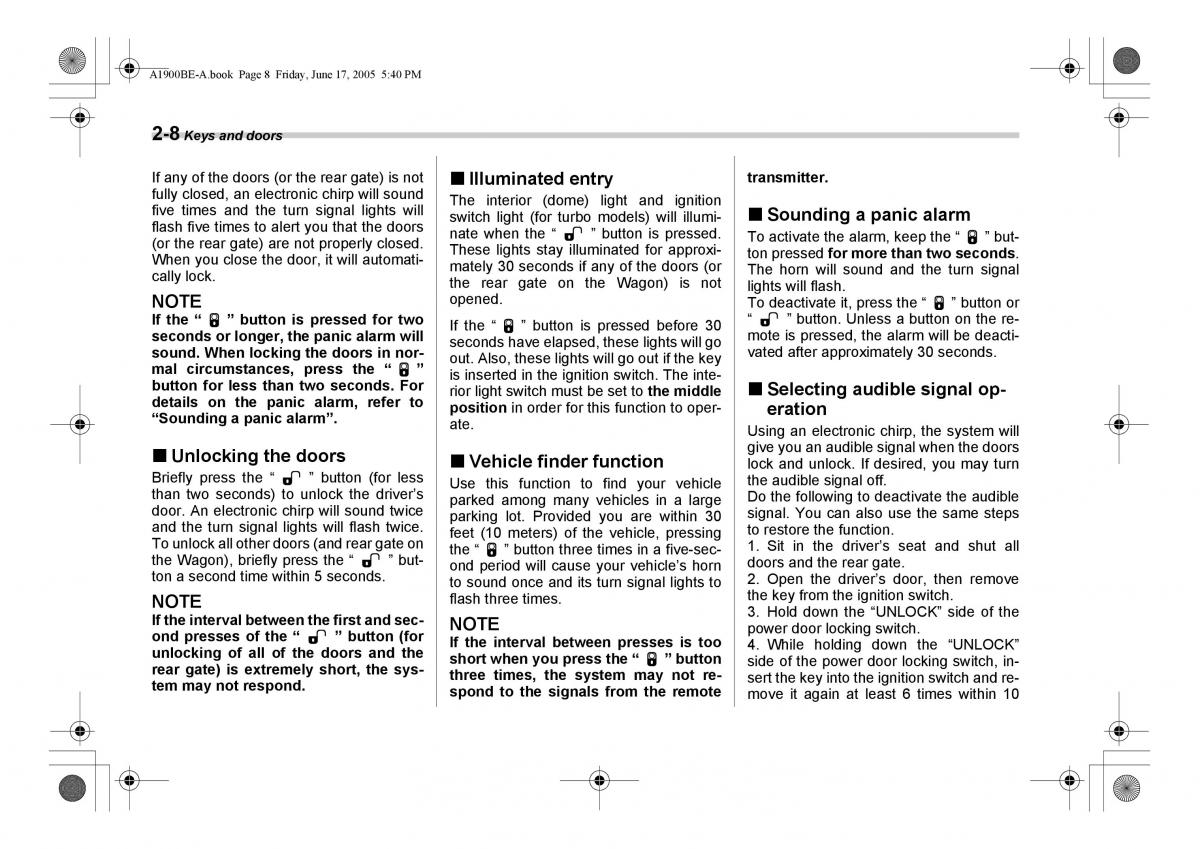 Subaru Impreza II 2 GD owners manual / page 95