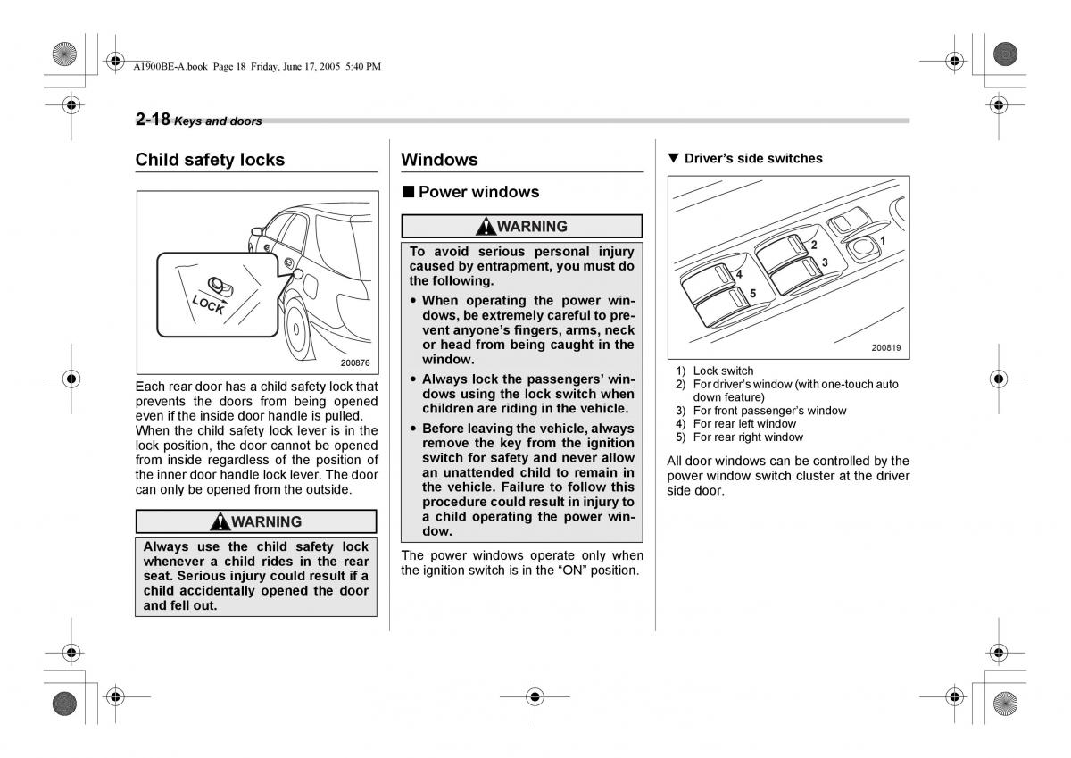 Subaru Impreza II 2 GD owners manual / page 105