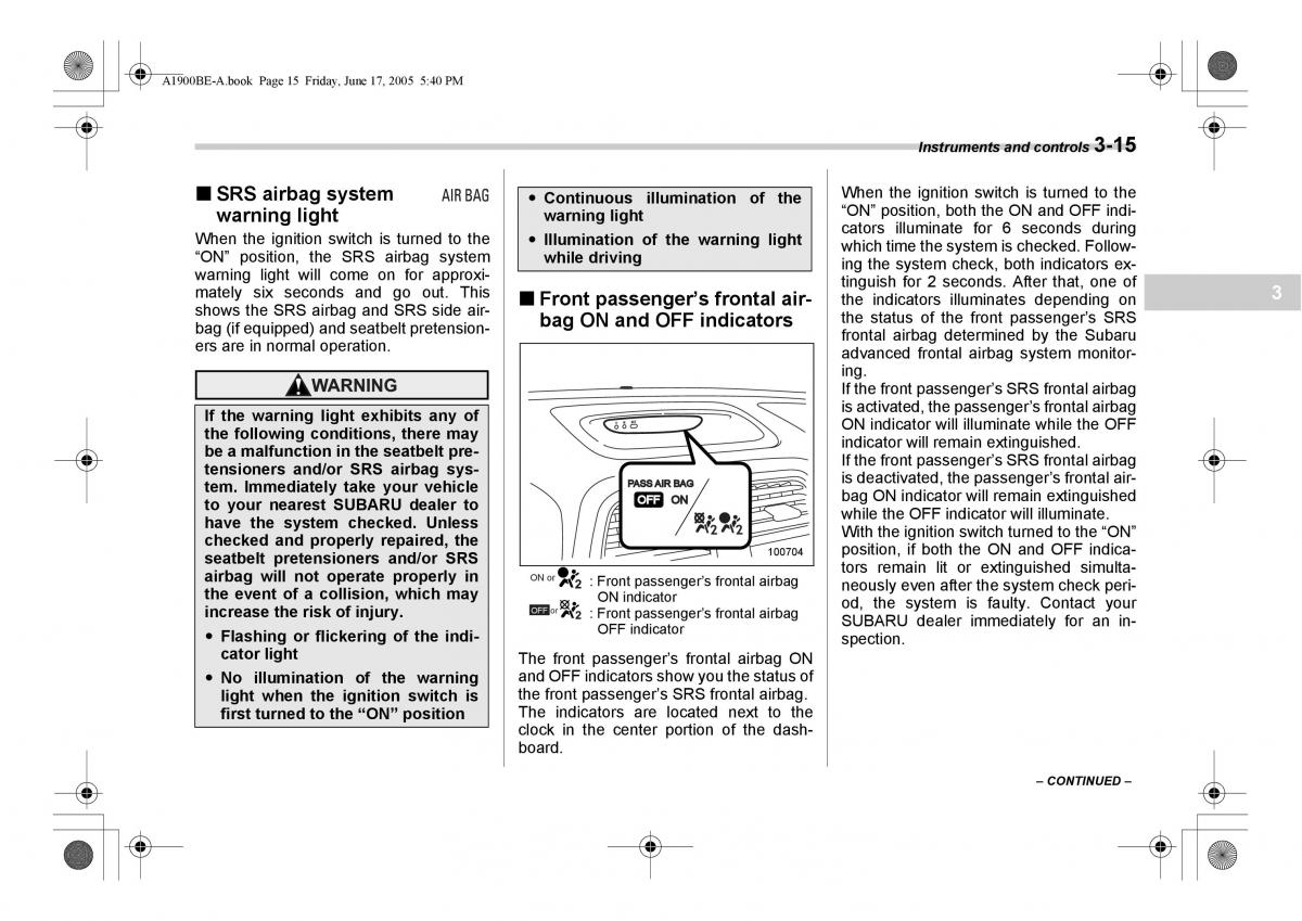 Subaru Impreza II 2 GD owners manual / page 128