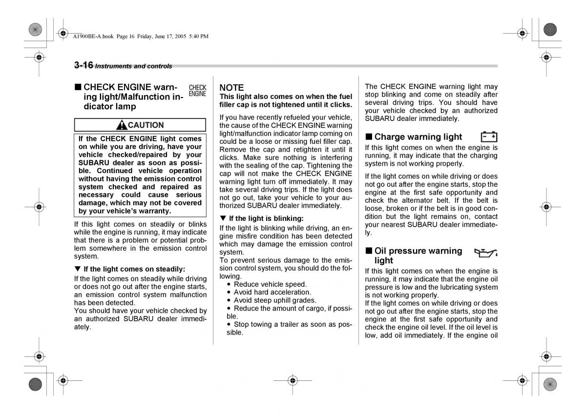 Subaru Impreza II 2 GD owners manual / page 129