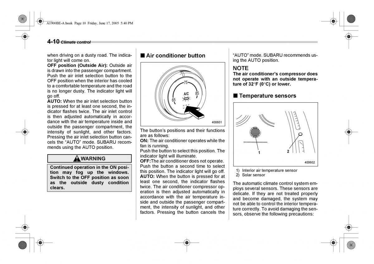 Subaru Impreza II 2 GD owners manual / page 159