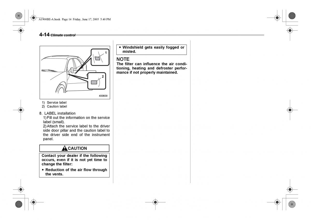 Subaru Impreza II 2 GD owners manual / page 163