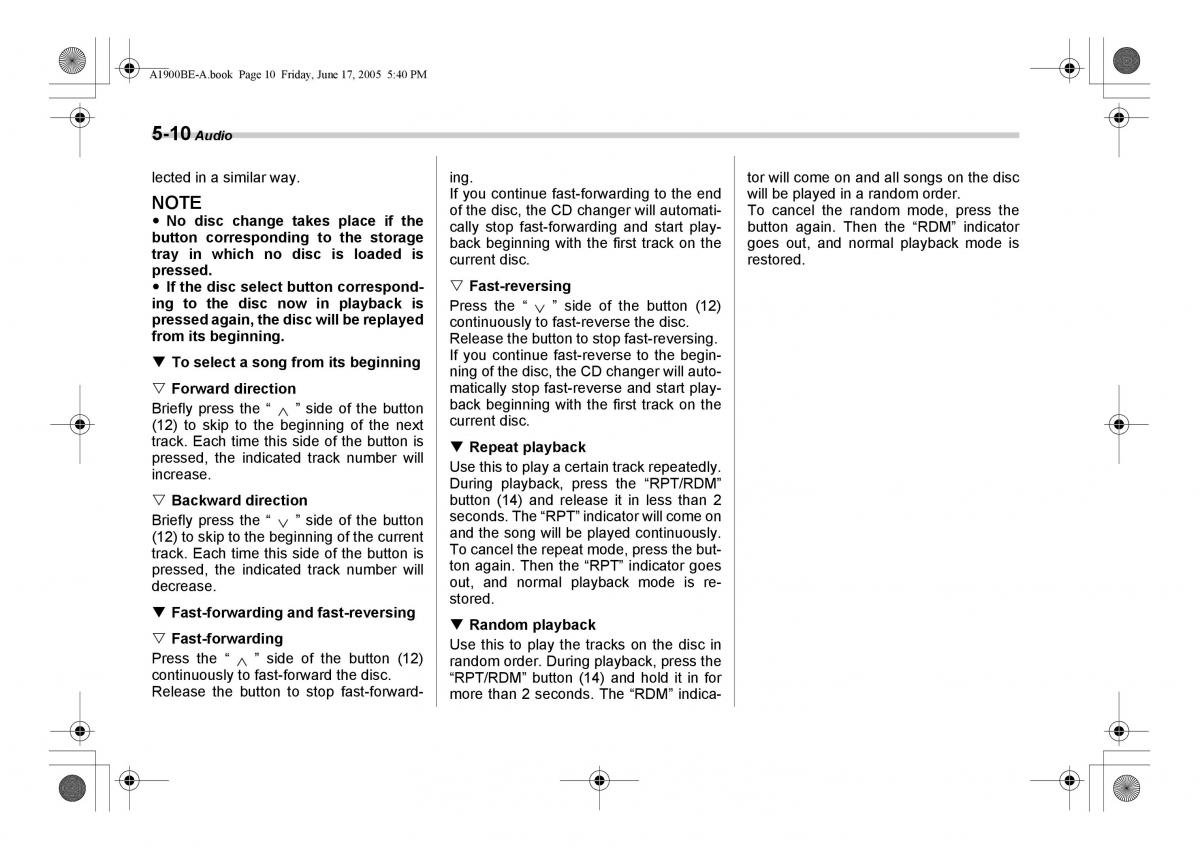 Subaru Impreza II 2 GD owners manual / page 173