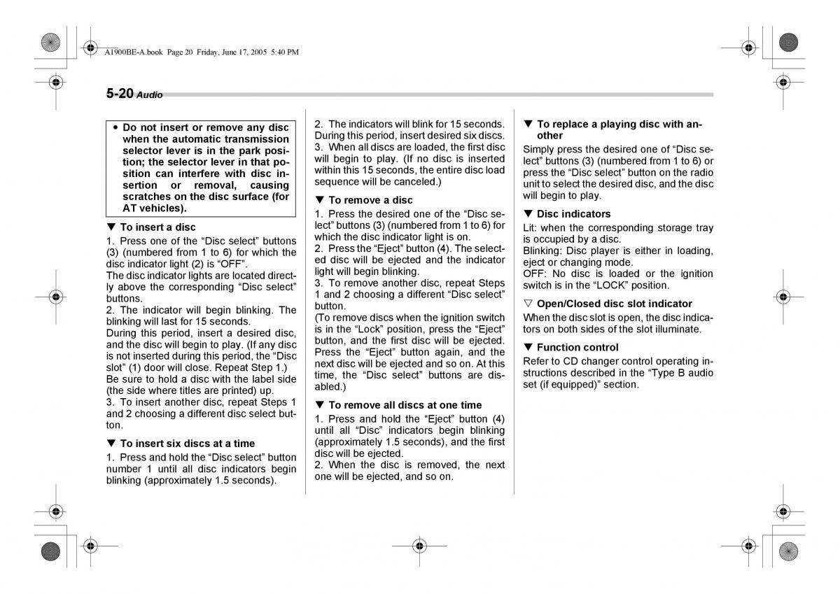 Subaru Impreza II 2 GD owners manual / page 183