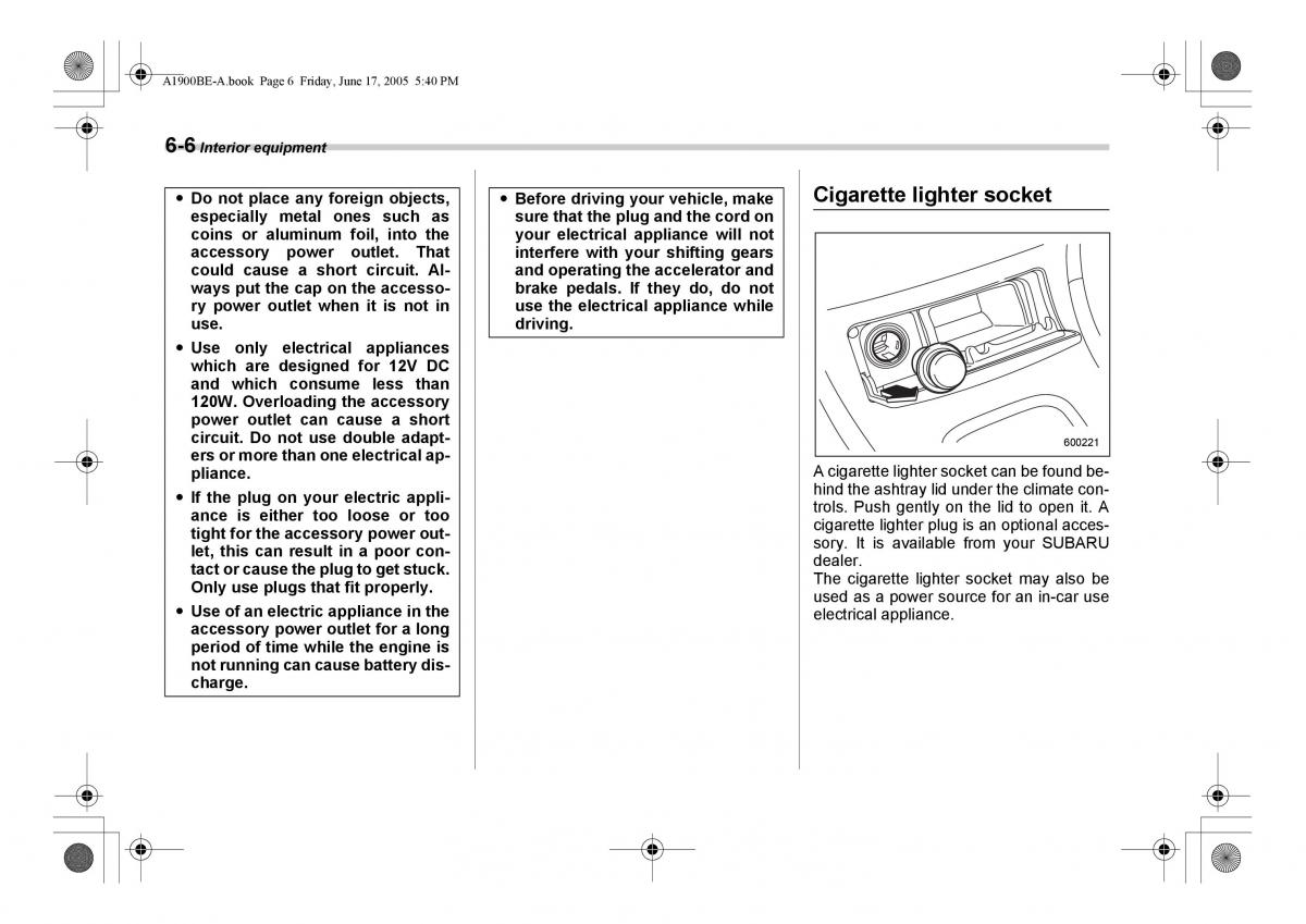 Subaru Impreza II 2 GD owners manual / page 191