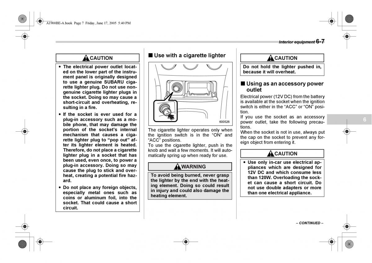 Subaru Impreza II 2 GD owners manual / page 192