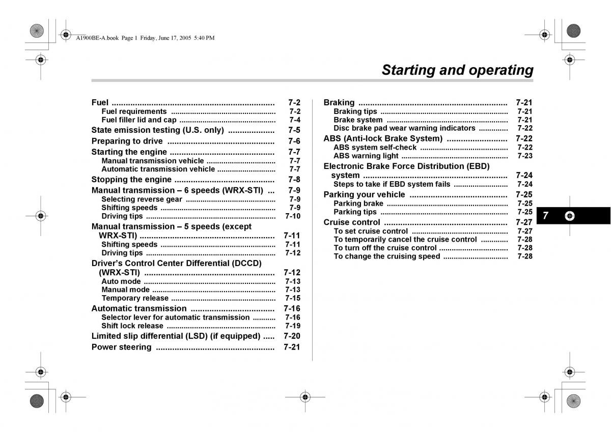 Subaru Impreza II 2 GD owners manual / page 198