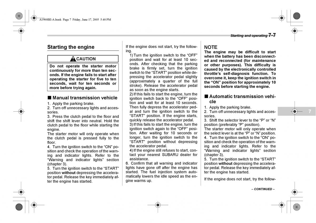 Subaru Impreza II 2 GD owners manual / page 204