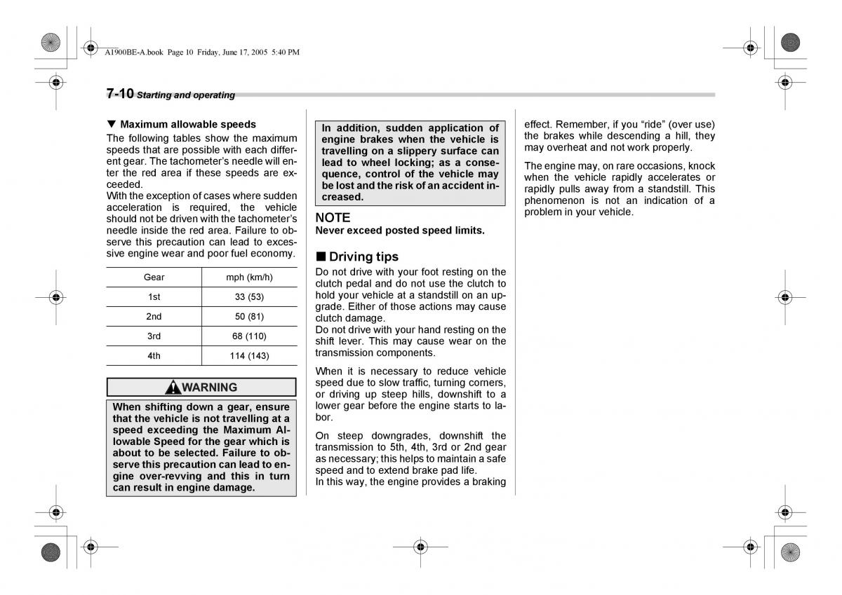 Subaru Impreza II 2 GD owners manual / page 207