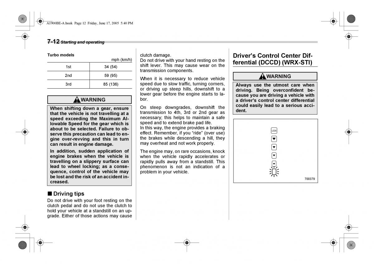 Subaru Impreza II 2 GD owners manual / page 209