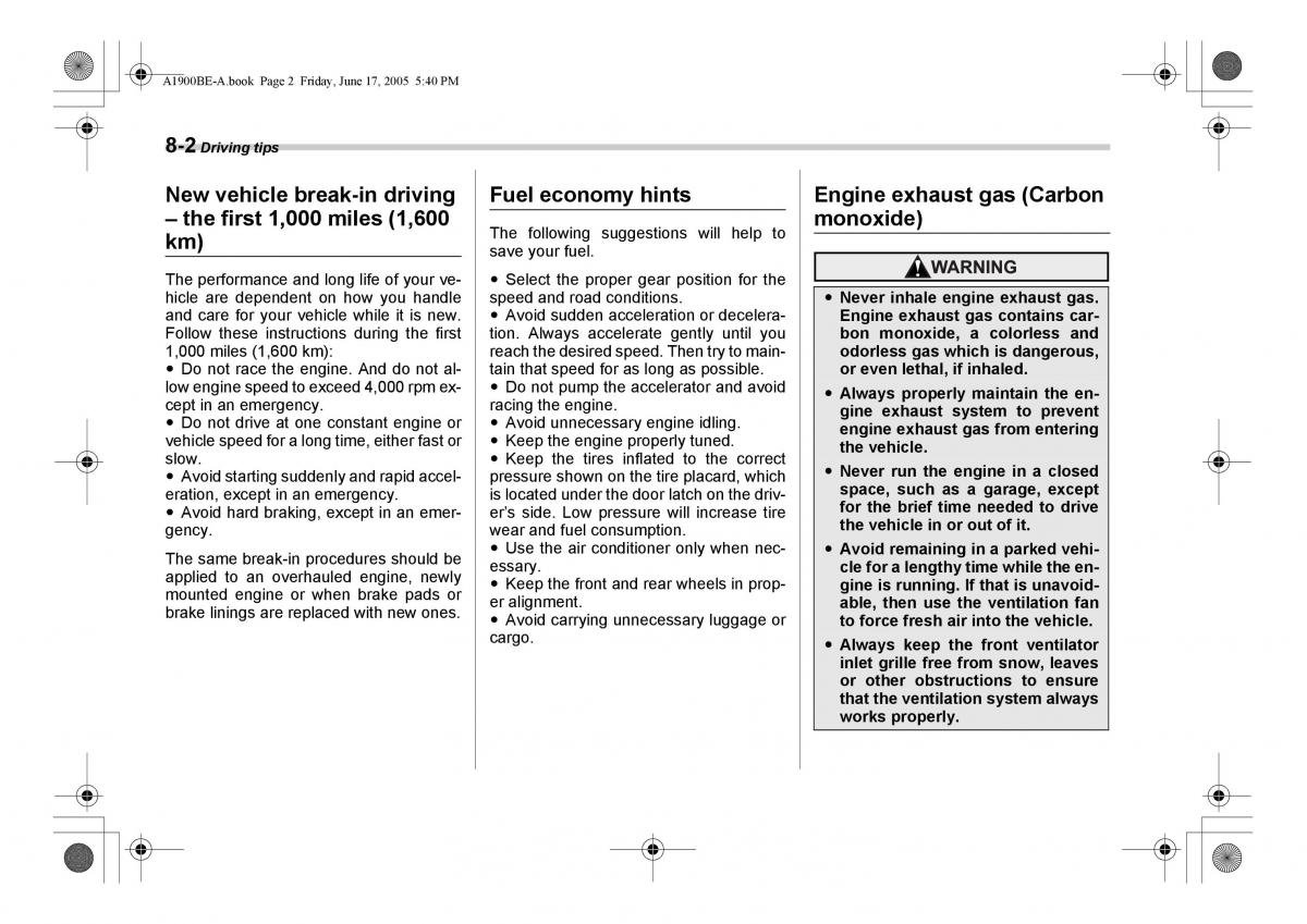 Subaru Impreza II 2 GD owners manual / page 229