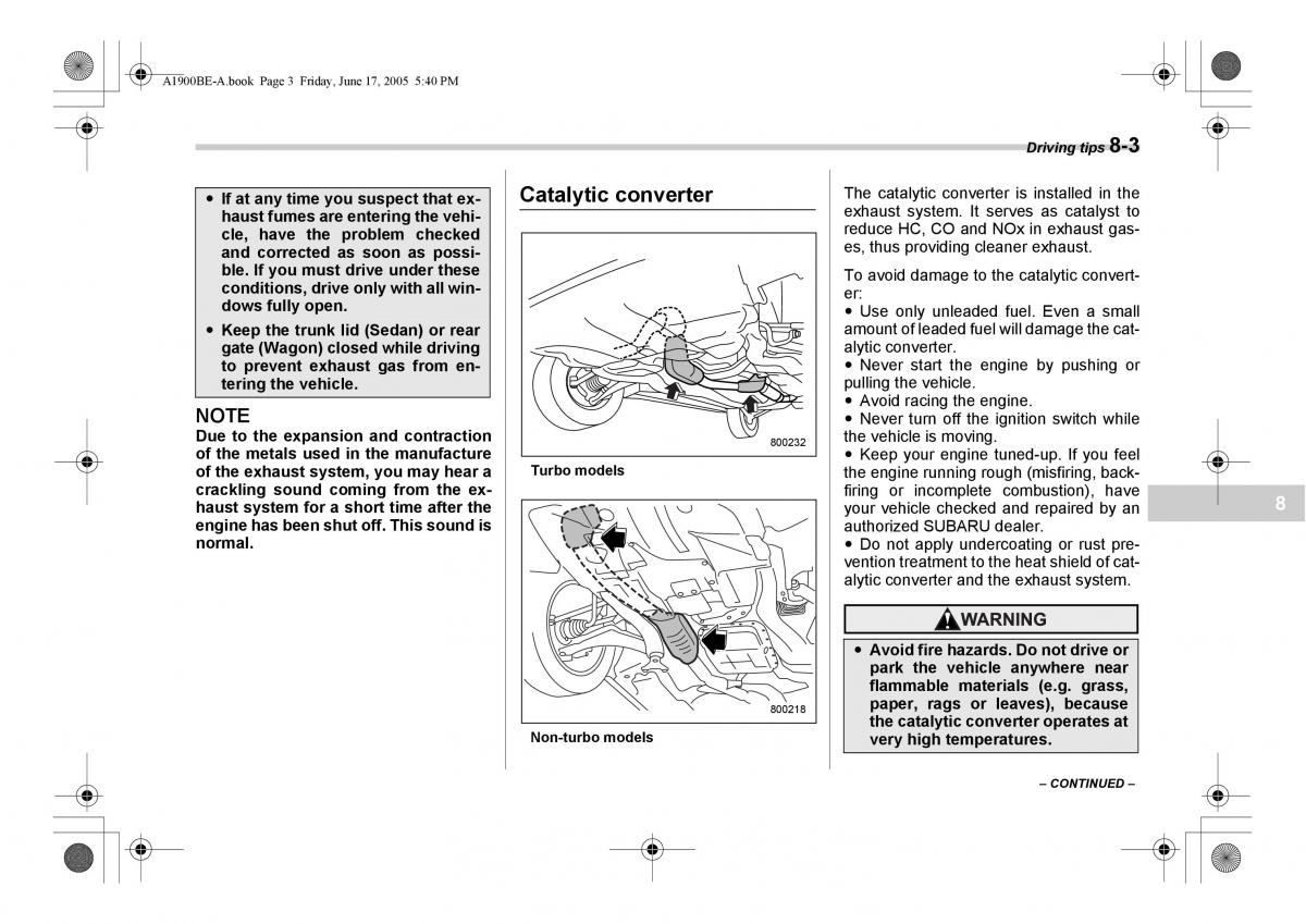 Subaru Impreza II 2 GD owners manual / page 230