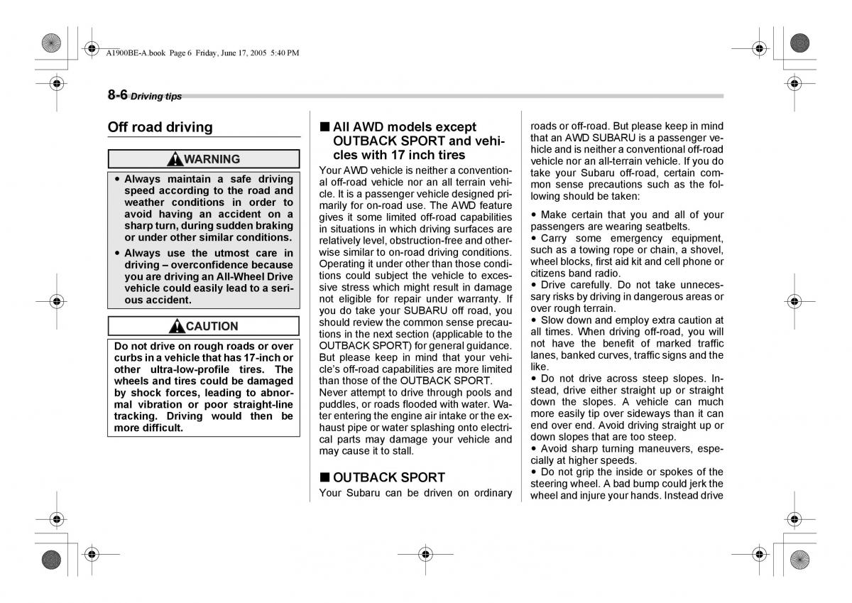 Subaru Impreza II 2 GD owners manual / page 233