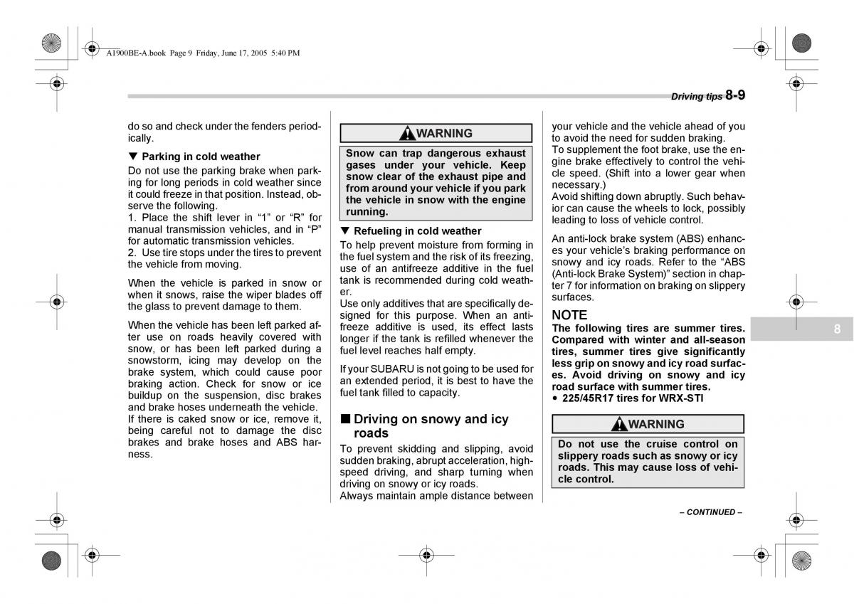 Subaru Impreza II 2 GD owners manual / page 236