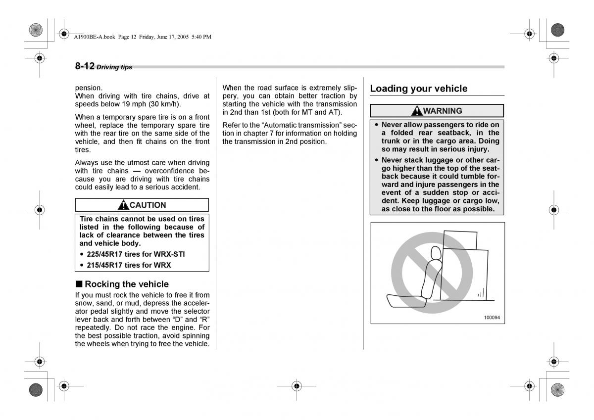 Subaru Impreza II 2 GD owners manual / page 239