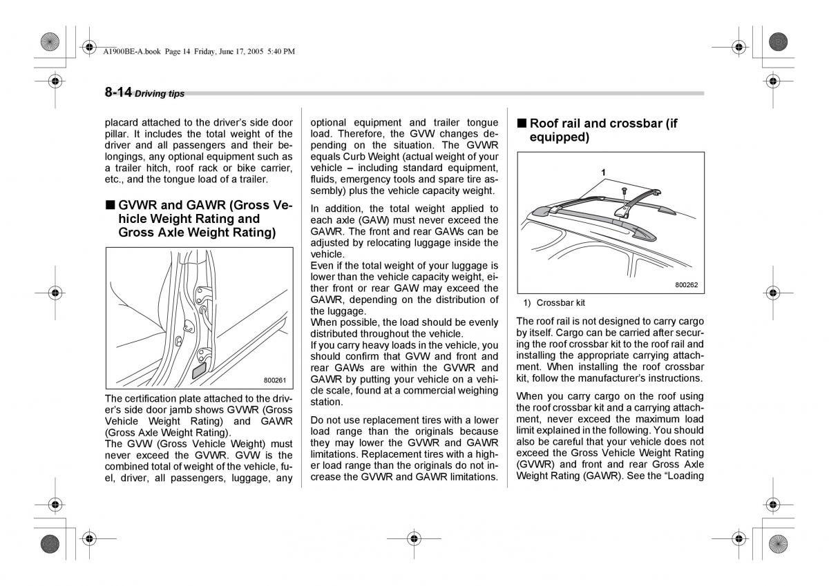 Subaru Impreza II 2 GD owners manual / page 241