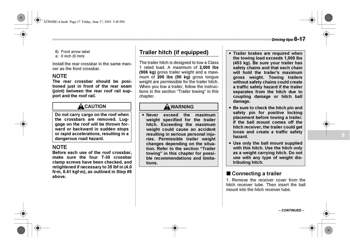 Subaru Impreza II 2 GD owners manual / page 244