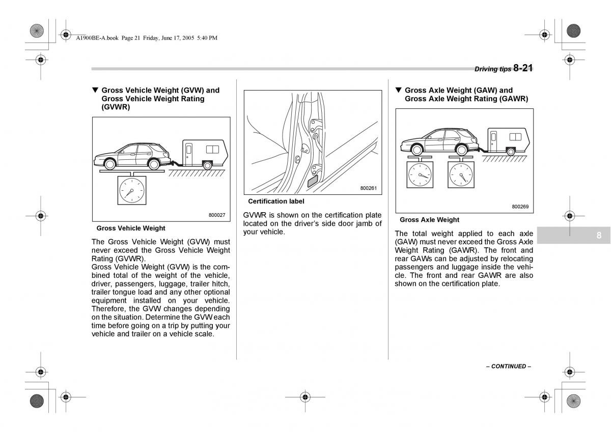 Subaru Impreza II 2 GD owners manual / page 248