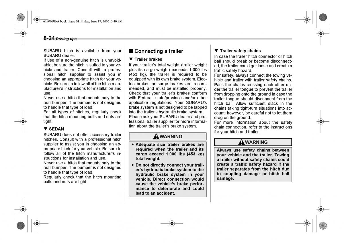 Subaru Impreza II 2 GD owners manual / page 251